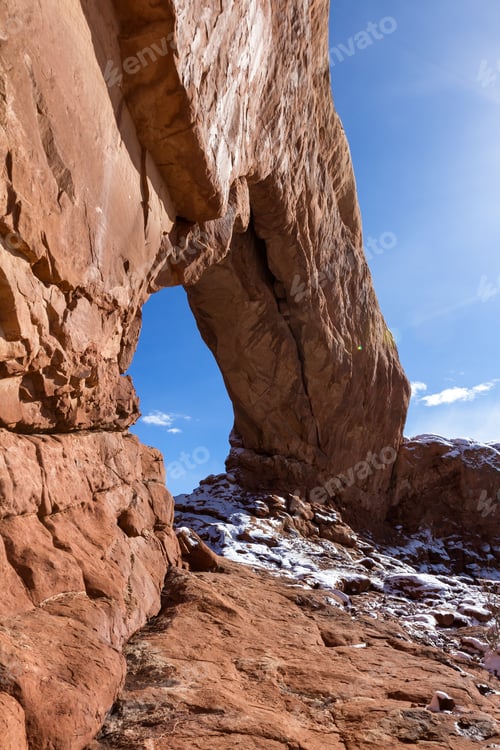 Preview: Beautiful Formation Known As North Window In Arches National Park With A Bit Of Snow In The Winter