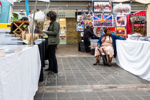 Preview: London - September 06 2019: Art For Sale In The Greenwich Market, London September 06, 2019