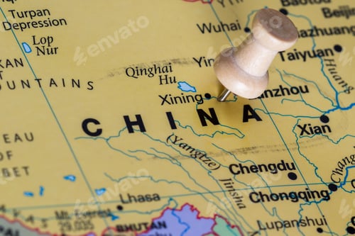 Preview: Close Up Of The Country Of China On A World Map To Be Used As A Concept