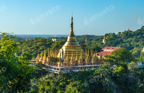 Preview: Sagaing, Myanmar - View Of A Buddhist Temple At Sagaing Hill From U Min Thonze Pagoda