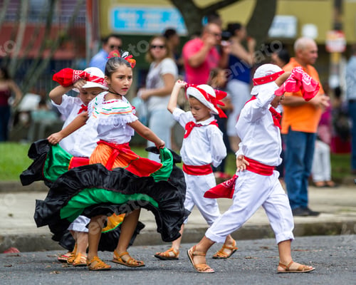 Preview: Tilaran, Costa Rica - September 15 : Young Children Celebrating Independence Day In Costa Rica With
