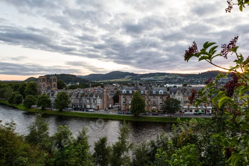 Preview: Scotland - September 07 2019: View Of The City From The Inverness Castle At Sunset, Uk September