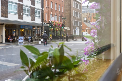 Preview: London - September 06 2019: Window View On A Rainy Day From Inside Of Dominique Ansel'S Bakery