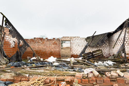 Preview: Image Of Ruin Or Abandoned House In Lima Peru. Destroyed House In Peruvian Coast.