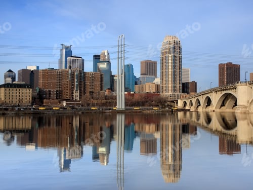Preview: Downtown Minneapolis With Reflection In Mississippi