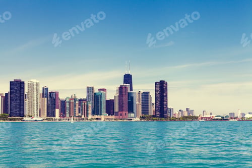 Preview: Chicago Skyline With Blue Clear Sky
