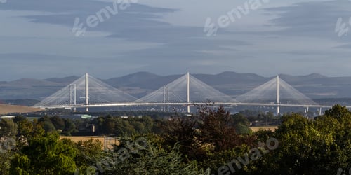 Preview: Dunfermline Scotland - September 15 2019: Beautiful View Of The Queensferry Crossing Form The Hills