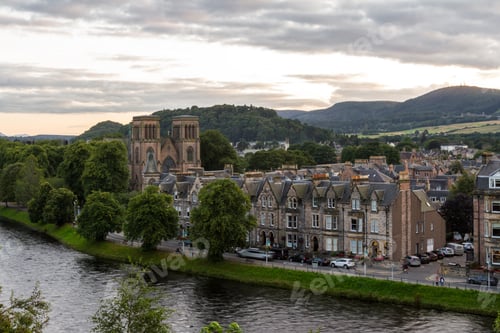 Preview: Scotland - September 07 2019: View Of The City From The Inverness Castle At Sunset, Uk September