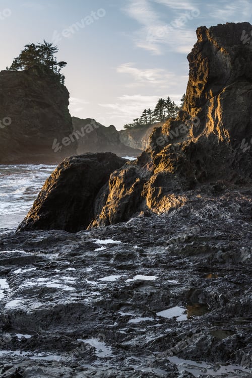 Preview: Tranquil Beach In The Southern Oregon Coast Known As Secret Beach With Beautiful Islets Topped With