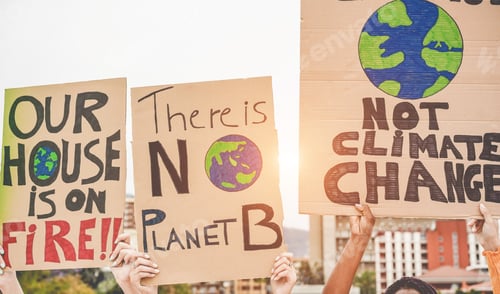 Preview: Group Of Demonstrators On Road, Young People From Different Culture And Race Fight For Climate