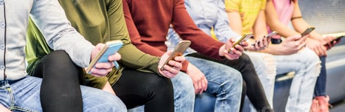 Preview: Group Of People Using Mobile Phones In Metro Subway Underground - Concept Of Addiction To New