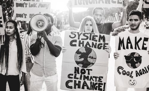 Preview: Group Of Demonstrators On Road From Different Culture And Race Protest For Climate Change - Focus