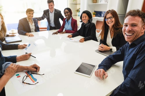 Preview: Entrepreneurs People Sharing Ideas At Teamwork Meeting - Multiracial Business Colleagues Discussing