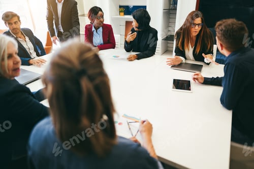 Preview: Multiracial Colleagues Working Inside Business Office - Entrepreneurs People Sharing Ideas At