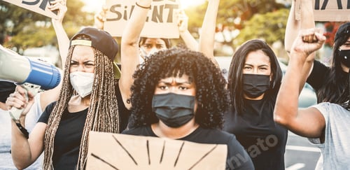Preview: People From Different Culture And Races Protest On The Street For Equal Rights - Focus On Right
