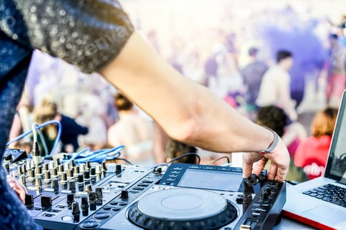 Preview: Dj Mixing Outdoor In After Disco Party On The Beach - Disc Jockey Playing Music With Smoke Colors