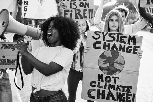 Preview: Young Group Of Demonstrators On Road From Different Culture And Race Protest For Climate Change