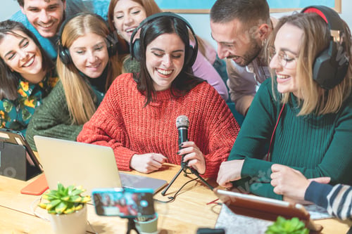Preview: Young People Friends Streaming Online In Social Network Platform - Contents Creators Making Video
