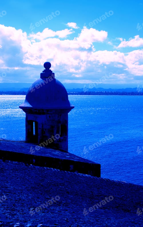 Preview: Blue Sentry Box At Fort El Morro San Juan Puerto Rico
