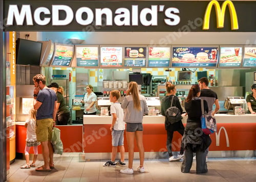 Preview: Cagliari, Italy - October 18, 2016: Interior Of Mcdonald'S Restaurant. Mcdonald'S Is The World'S