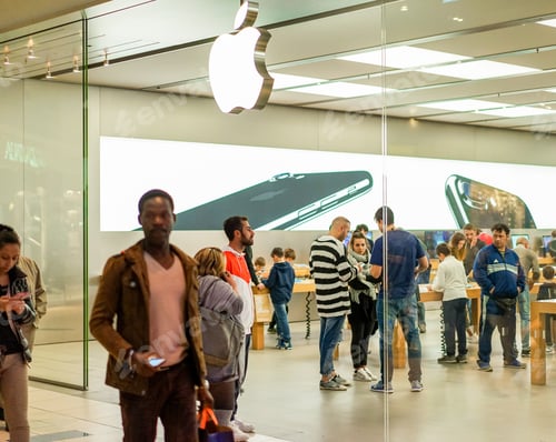 Preview: Rimini, Italy - January 18, 2017: Apple Store Located In A Shopping Center In Rimini. Italy. Apple