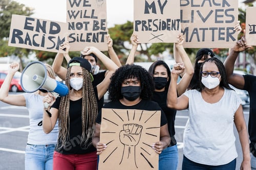 Preview: People From Different Culture And Races Protest On The Street For Equal Rights During Coronavirus