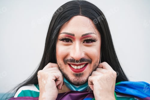 Preview: Happy Drag Queen Smiling At Camera - Focus On Face