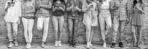 Preview: Young People Using Mobile Smartphone Outdoor - Happy Friends Having Fun With Technology Trends