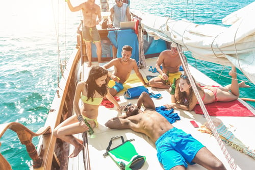 Preview: Happy Friends Having Fun In Summer Boat Party With Dj Mixing Music - Young Trendy People Enjoying