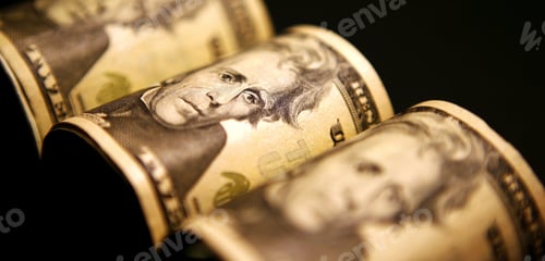 Preview: American Money In $20.00 Bills Rolled Up