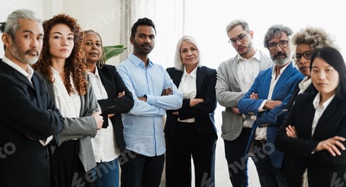 Preview: Multiracial Business People Looking At Camera Inside Bank Office - Focus On Indian Man Face