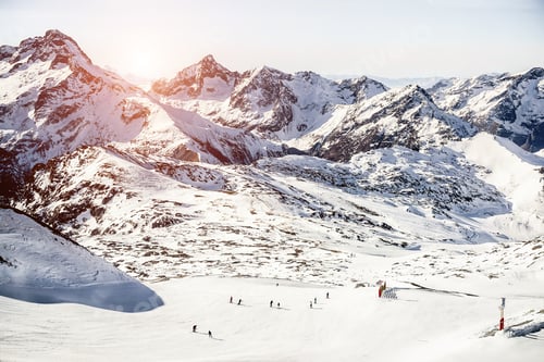 Preview: Ski And Snowboard Sport Resort For Winter Vacation With Mountains In Background - Holidays, Snow