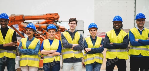 Preview: Multiracial Engineers Working Inside Robotic Factory - Focus On Center Guy Face