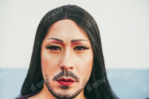 Preview: Portrait Of Drag Queen Looking At Camera - Main Focus On Nose