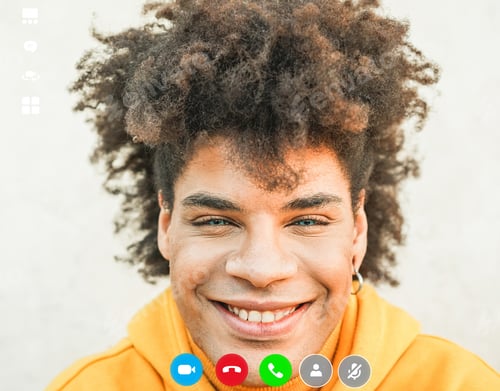 Preview: Young African Guy Chatting In A Video Call - Happy Person Having Fun Using Technology Platform