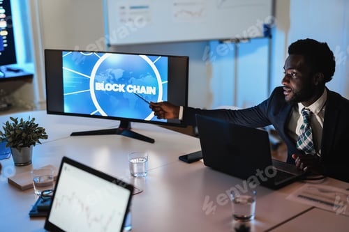 Preview: Multiracial Trader Team Making Blockchain Research Inside Hedge Fund Office - Focus On African Man