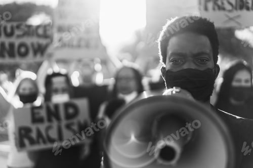 Preview: People From Different Culture And Races Protest On The Street For Equal Rights - Focus On Black Man