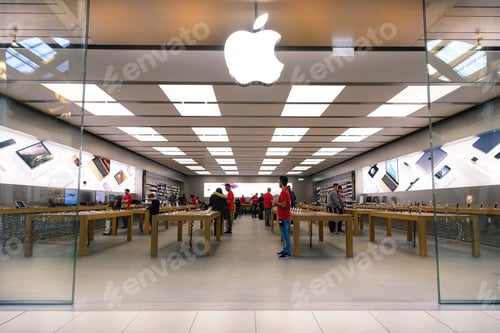 Preview: Rimini, Italy - December 25, 2015: Apple Store Located In A Shopping Center On Via Caduti Di