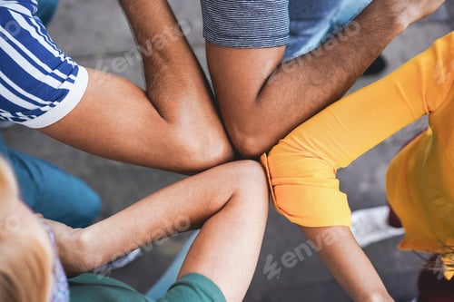 Preview: Young People Friends Bump Their Elbows Instead Of Greeting With A Hug - Avoid The Spread Of