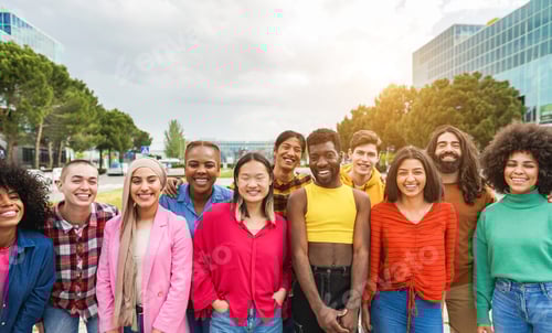 Preview: Young Diverse People Having Fun Outdoor - Focus On Asian Girl Face