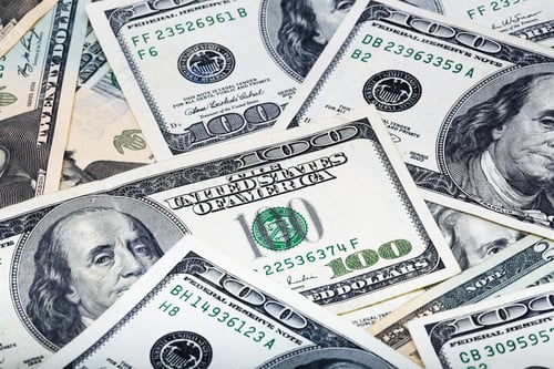 Preview: Close-Up Of Background Of $100 Dollar Bills And $20 Dollar Bills