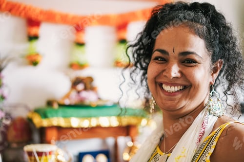 Preview: Portrait Of Indian Woman During Hindu Celebration Event