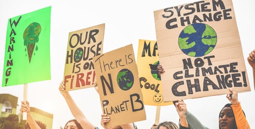 Preview: Group Of Demonstrators On Road, Young People From Different Culture And Race Fight For Climate