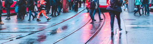 Preview: Crowd Of Unrecognizable People Walking In Street City Center - Concept Of Modern, Rushing, Urban