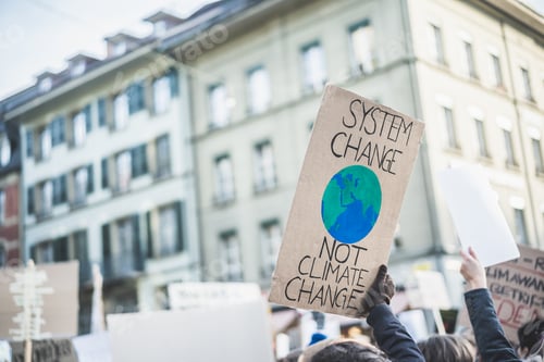 Preview: Group Of Demonstrators Fight For Climate Change - Global Warming And Enviroment Concept - Focus On