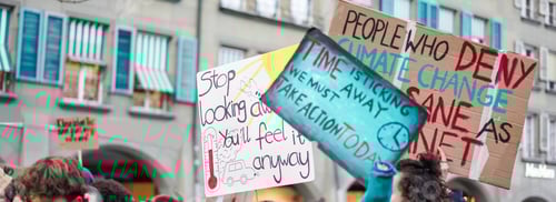 Preview: Group Of Demonstrators Fight For Climate Change - Global Warming And Enviroment Concept - Focus On