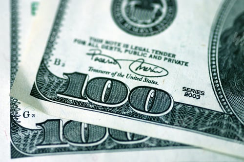 Preview: Two One Hundred Dollar Bills With A Corner Fold