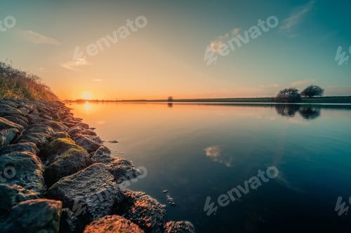 Preview: The Sunset At The Canal Through Walcheren In The Netherlands