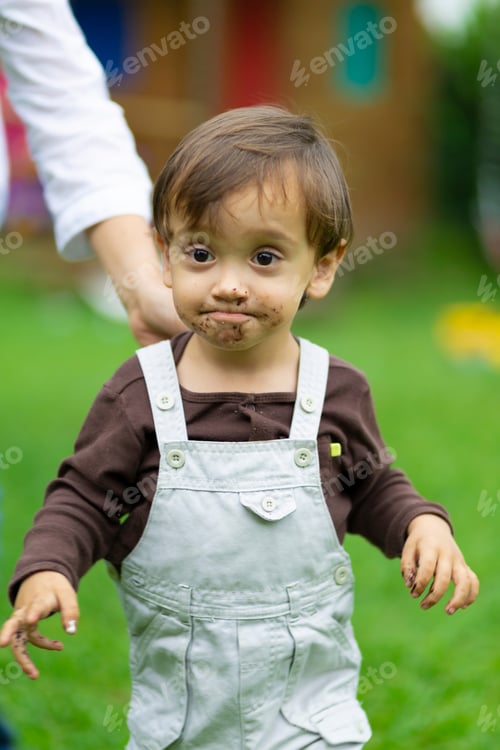 Preview: Happy Boy With A Dirty Face, Enjoying Chocolate