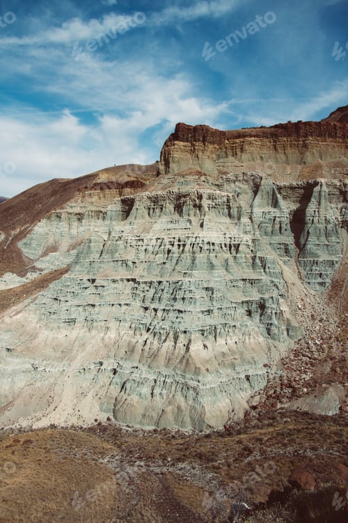 Preview: A Vertical Shot Of Rocky Formation In John Day Fossil Beds, Oregon